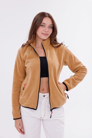 Monox Kadın Slim Fit Tam Fermuarlı Polar Ceket Kahve