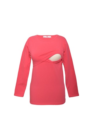 Luvmabelly 2701-2708 Pamuklu Uzun Kollu Lohusa Emzirme T-shirt-pembe