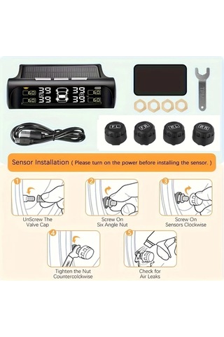 Boatshop1 Ty01 Kablosuz Lastik Basınç İzleme Sistemi Usb Şarjlı Güneş Enerjili Tpms 4 Sensörlü Gerçek Zamanlı Basınç Sıcaklık Suv Mpv Pickup Orv İçin