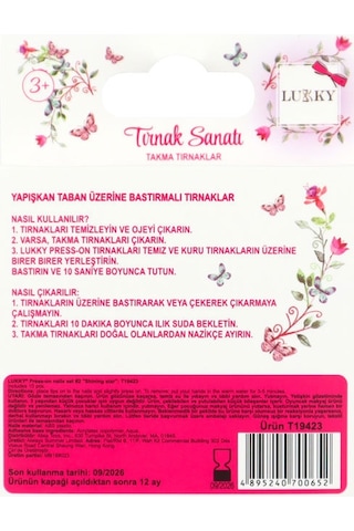 Lukky Yıldız Baskılı Yapışkanlı Takma Tırnak Seti