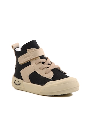 Siyah Keten Bilek Boy Cırtlı Unisex Çocuk Sneaker 7465 B Siyah