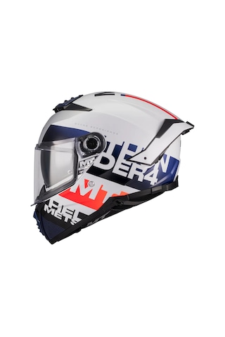 Mt Helmets Thunder 4 Sv Waves A17 Kapalı Kask Beyaz - Mavi - Kırmızı