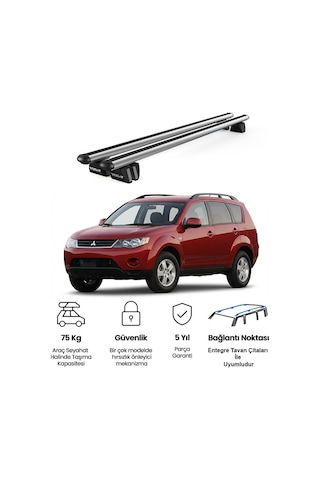 Pençe Mitsubishi Outlander Ara Atkı 2006-2012 Uyumlu Gri Ara Atkı Port Bagaj Tavan Barı