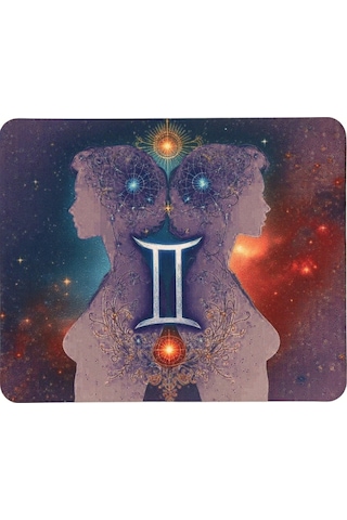 İkizler Burcu Desenli Kaymaz Taban Optik Bilgisayar Notebook Burç Mouse Pad Burçlar Mauspad 17x 21cm