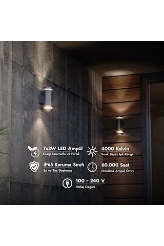 Fonelight Gala Duo Modern Cam Detaylı Çift Yönlü Alüminyum Aplik
