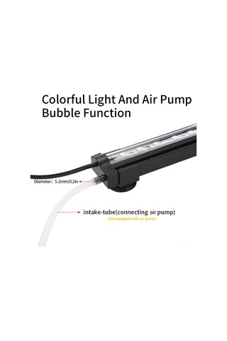 Padalink Akvaryum Led Işık Ve Oksijenleyici 2'li Fonksiyon, Uzaktan Kumandalı Renk Değiştirilebilir Balık Tankı Baloncuk Işığı 30cm, Avrupa Standartı Çok Renkli