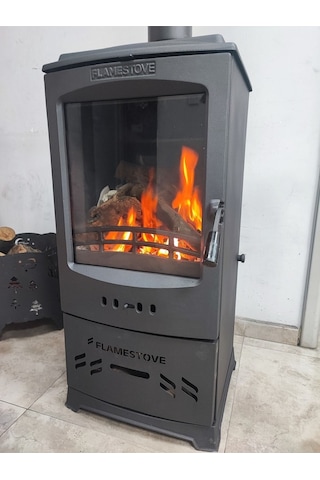 Lodi Style Tek Camlı Odun Hazneli Füme Döküm Soba