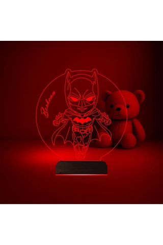 Luvivia Çocuk Odası Batman Çizgi Film Kişiye Özel 3d Lamba - Masa Gece Lambası Şeffaf