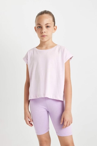 DeFacto Kız Çocuk Boxy Fit Bisiklet Yaka Basic Düz Kısa Kollu Tişört C4511A824SMPN180 Pembe