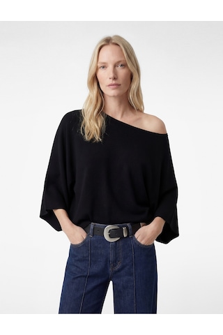 Koton Uzun Yarasa Kollu Bisiklet Yaka Oversize Triko Panço Siyah 6wak90579ht Siyah