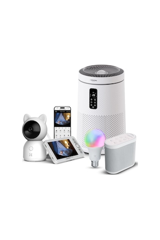 Akıllı Bebek Kamerası Hava Temizleyici Gece Lambalı Beyaz Gürültü Pış Pış Sesi Uyku Arkadaşı Ve Rgb Ampul Seti