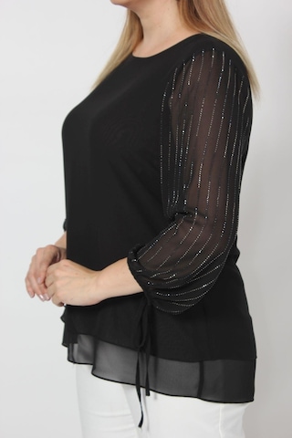 Moda Berray 3243 Kolu Taş Baskılı Şık Bluz Siyah 001