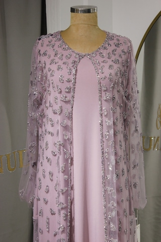 Modabanuda Perla 2'li Takım Taşlı Abaya Lila