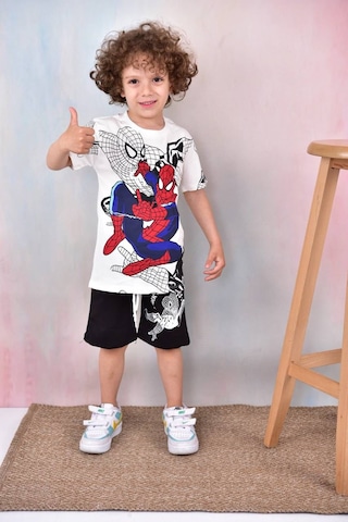 Sml Tekstil Spiderman Temalı Çocuk Tişört Ve Şort Takımı Siyah
