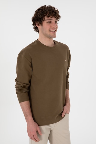 U.S. Polo Assn. Erkek Comfort Fit Bisiklet Yaka Haki İnce Sweatshirt 50309858-VR027