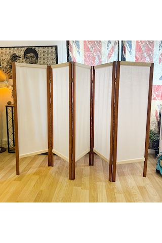 Ahşap Paravan Seperatör 5 Kanatlı Ara Bölme Dekoratif 5395