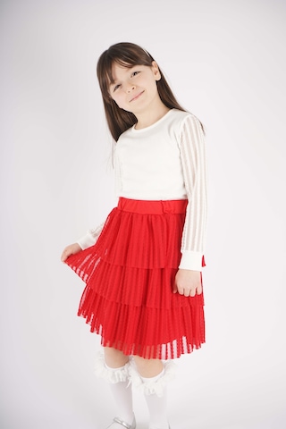 Miniko Kids 23 Nisan 29 Ekim Konsept Kol Tül Detaylı Tütü Etekli Takım Kırmızı