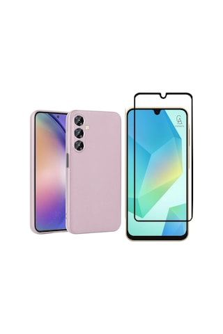Samsung Galaxy Uyumlu A16 İle Telefon Kılıfı Ve 5d Tam Kaplayan Cam Ekran Koruyucu Rose Gold