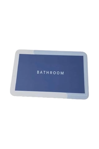 Sihirli Su Emici Banyo Paspası Kaymaz Tabanlı Abdest Paspası Kare Gri - Lacivert