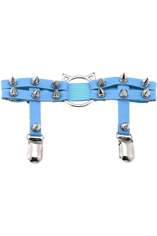 Homyl Kadın Deri Bacak Halkası Jartiyer Kemer Elastik Punk Mavi