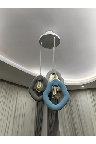 Dekoratif 3 Lü Sarkıt Avize Modern Halka Model Salon, Mutfak, Yemek Masası Avizesi/grimavibeyaz Diğer