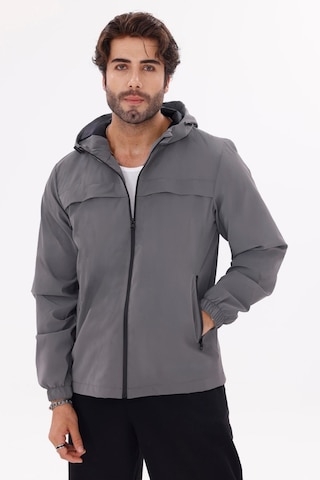 Erkek Kapüşonlu Nova Kumaş Hafif Ve Dayanıklı Şık Mevsimlik Su Ve Rüzgar Geçirmez Yağmurluk Antrasit
