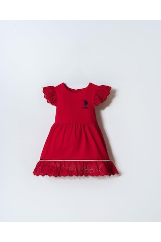 U.S. Polo Assn. Kız Bebek Elbise Kırmızı-2353 Kırmızı