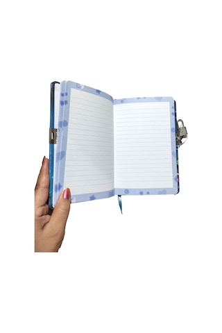 Yıldızlı Gece Hatıra Defteri Günlük Kilitli Defter 80 Yaprak - Köprü Koyu Mavi