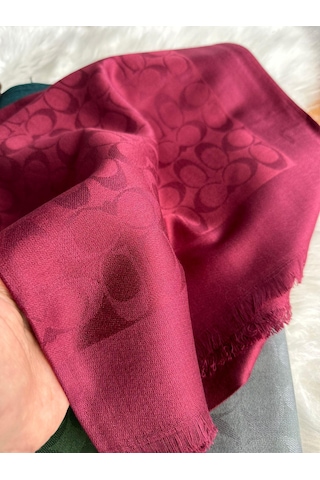 Miorel Scarfs C Desen Çift Taraflı Kaşmir İpek Şal 4 Mevsim Pamuk Şal Bordo