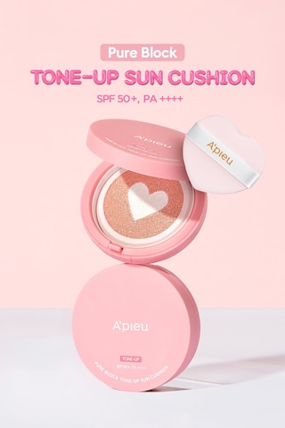 Ton Eşitleyici Pembe Bazlı Güneş Koruyucu Cushion A'pıeu Pure Block Tone-up Sun Cushion Spf50+pa++++