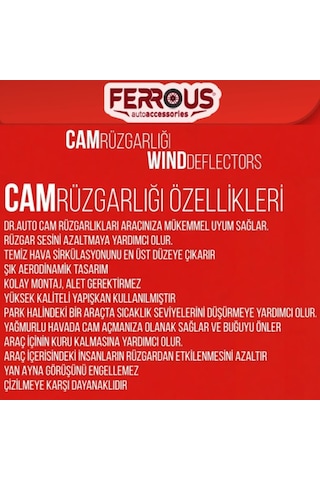 Renault Megane 4 Sedan İle Uyumlu Ferrous Cam Rüzgarlığı 4lü 2016 Ve Üstü