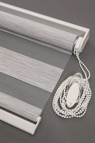 Açık Gri Bambu Zebra Perde Gri