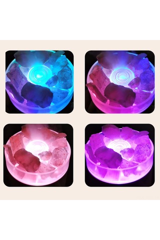 Honmex Pembe Kristal Tuz Taşı Içeren Ev Ofis Kullanıma Uygun Renkli Led Işıklı Hava Temizleyici Nemlendirici