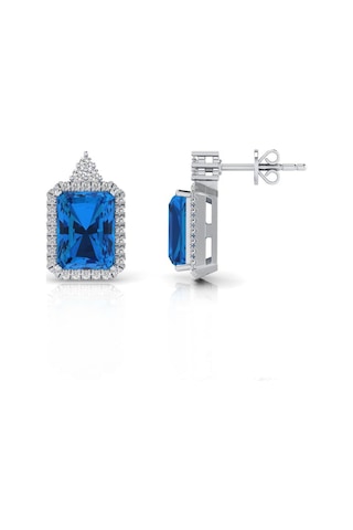 2,70 Karat Pırlantalı Blue Topaz Küpe