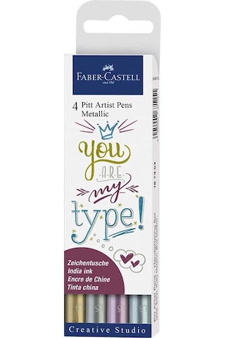 Faber-Castell Pitt Artist Pen Kaligrafi Seti Metalik 4Lü