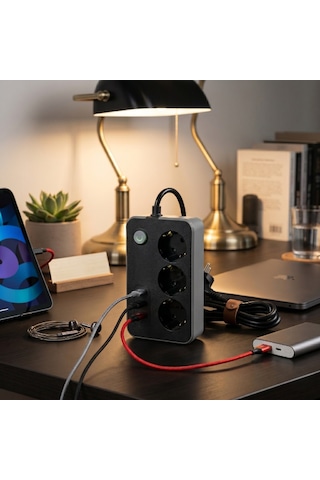 River World Uzatma Kablosu 3 Adet Prizli Termal Akım Korumalı 3 Usb Girişli Diğer