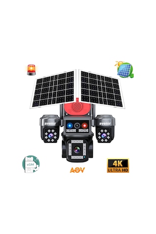 4 Kameralı Güneş Enerjili 4g Kamera 7/24 Kayıt 1 Yıl Her Ay 10gb