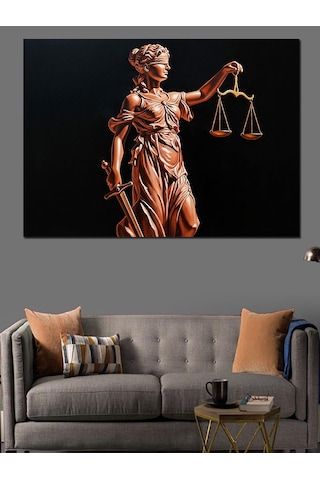 Adalet Heykeli Terazisi Sanat Dekoratif Kanvas - Mdf Ahşap Tablo