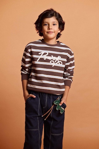 Defacto Erkek Çocuk 2li Takım Çizgili Sweatshirt Jean Pantolon G4682a825wnbn258 Kahve-bn258