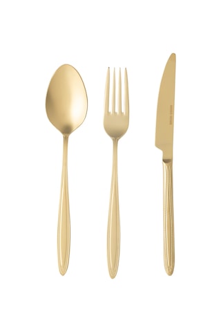 Mudo Home Essen 18 Parça Yemek Çatal Kaşık Bıçak Seti Mat Gold Altın