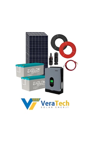 Veratech Bağ Evi Solar Paketi 2200w Güneş Paneli 3.2kw İnverter 400ah Jel Akü