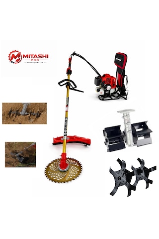 Mitashi Pro ST10 52CC Benzinli Sırt Tırpan Full Aparat Seti Profesyonel Çapa + Çim Biçme Makinesi