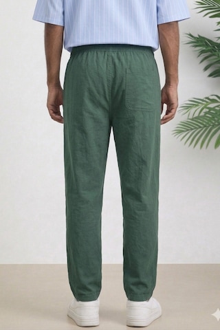 Tarz Cool Erkek Yazlık Keten Karışımı Relaxed Pantolon Haki