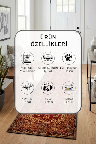 A-7 Salon Mutfak Yatak Odası Dijital Baskı Yıkanabilir Yolluk Kahve