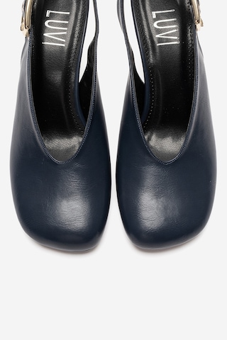 Luvi Shoes Flarıs Lacivert Cilt Kadın Topuklu Ayakkabı