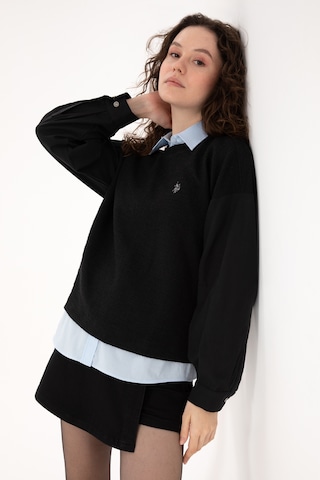 U.S. Polo Assn. Kadın Siyah Bisiklet Yaka Sweatshirt 50309052-VR046