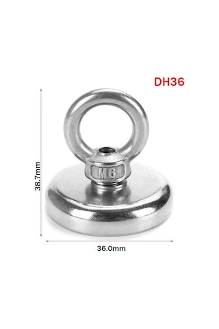 Magnet Fishing 36Mm Halatlı Güçlü Halkalı Neodyum Pot Mıknatıs
