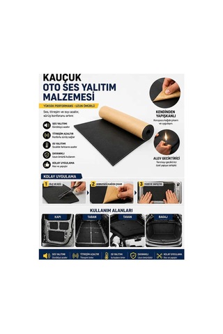 Araç Yapışkanlı Oto Karavan Ev Akustik Kauçuk Yalıtım 9mm 120cm 100cm Bant Marketim