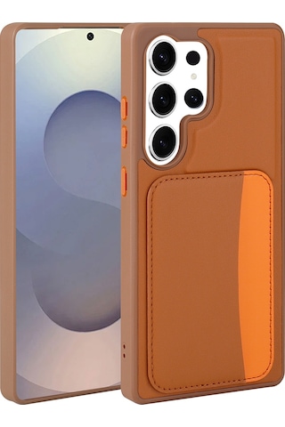 Galaxy Uyumlu S25 Ultra Kılıf Kartlıklı Zore X-kart Silikon Kapak - Kahverengi Kahverengi