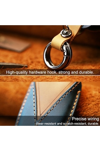 Tongxida Toyota Araba Uyumlu Sığır Derisi Anahtar Koruyucu Kapak Kılıfı Üç Anahtar Versiyonu Kırmızı 2 Adet